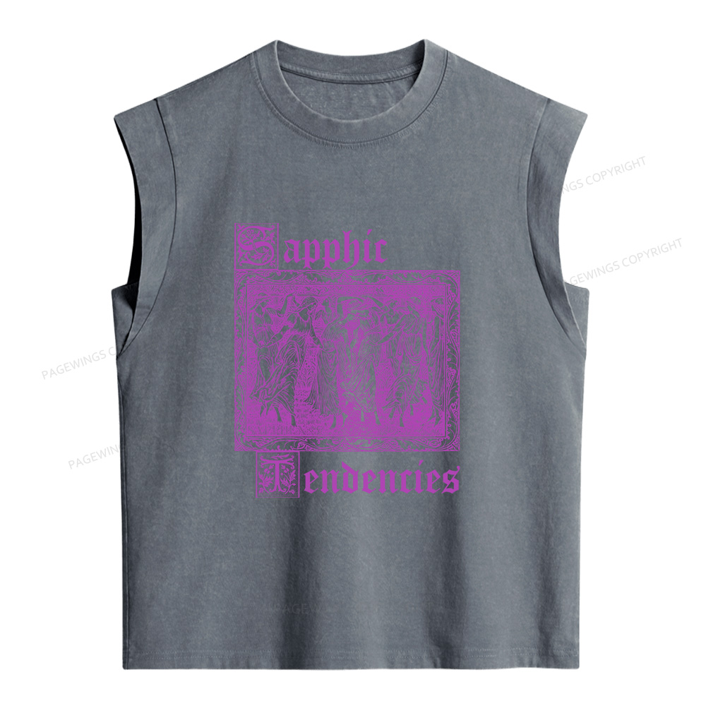 Pagewings Sapphic Tendencies Women's Washed Tank Top