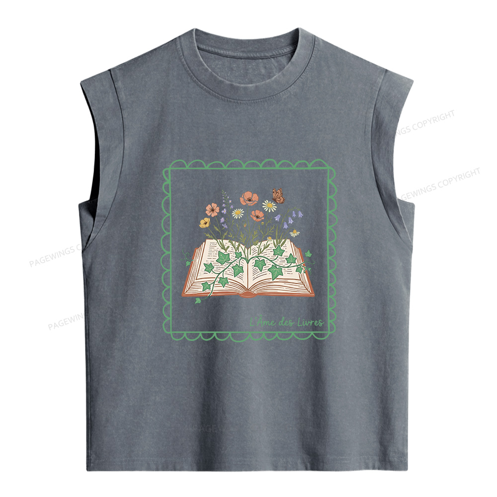 Pagewings The Soul of Books Women's Washed Tank Top