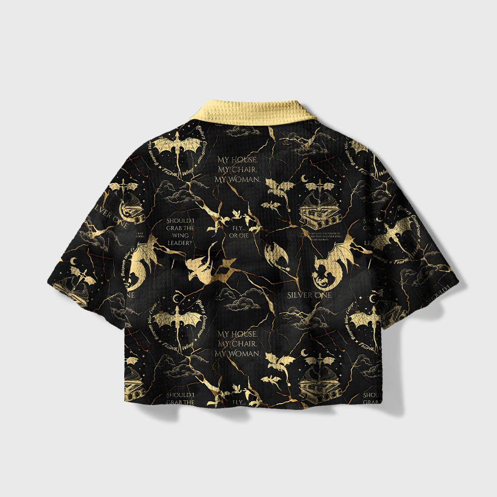 Pagewings Fantasy Reader Camp Collar Boxy Fit Unisex Crochet Shirt