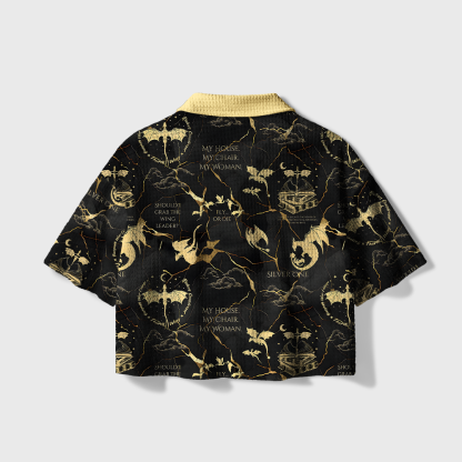 Pagewings Fantasy Reader Camp Collar Boxy Fit Unisex Crochet Shirt