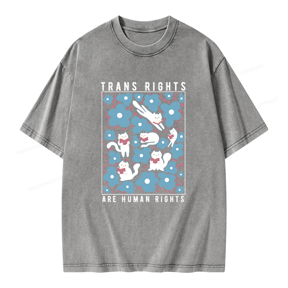 Pagewings Trans Rights Are Human Rights Unisex Washed T-shirt