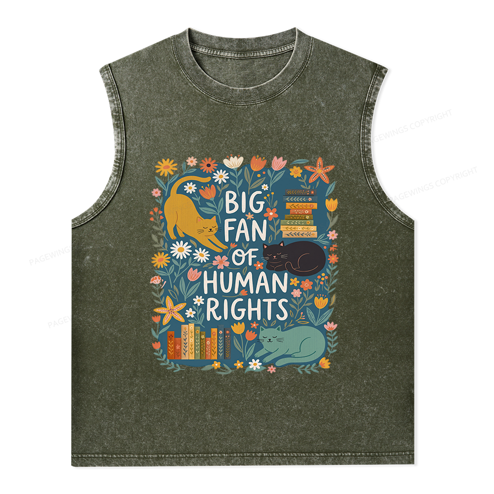 Pagewings Big Fan Of Human Rights Unisex Washed Tank Top