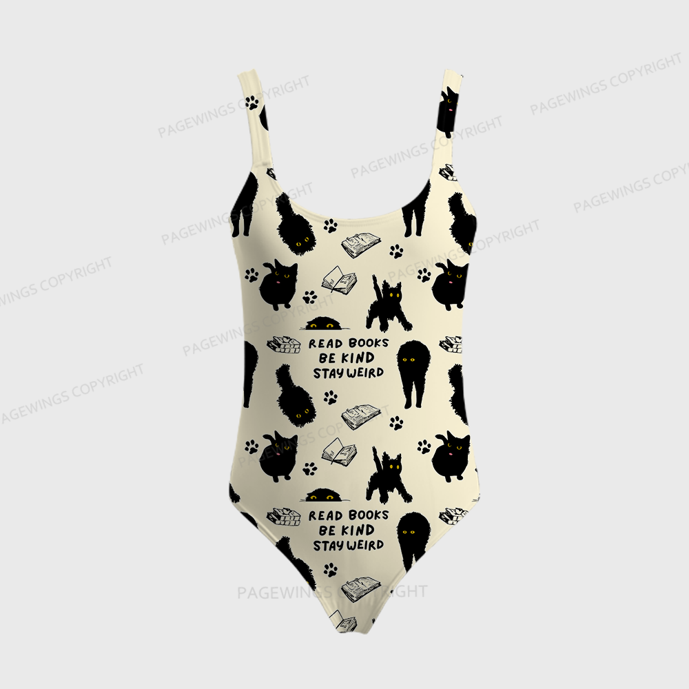 Pagewings Read Books Be Kind Stay Weird One-Piece Swimsuit 