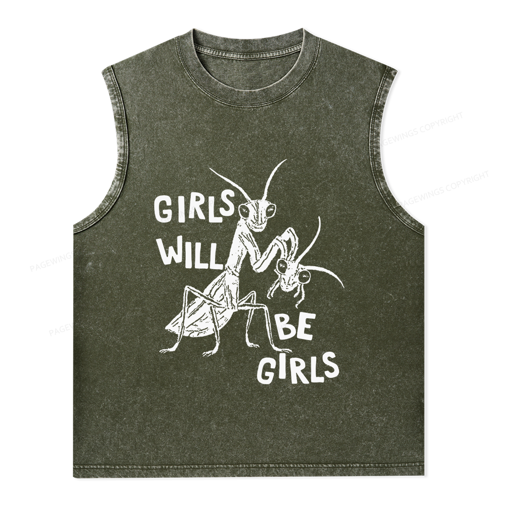 Pagewings Girls Will Be Girls Unisex Washed Tank Top