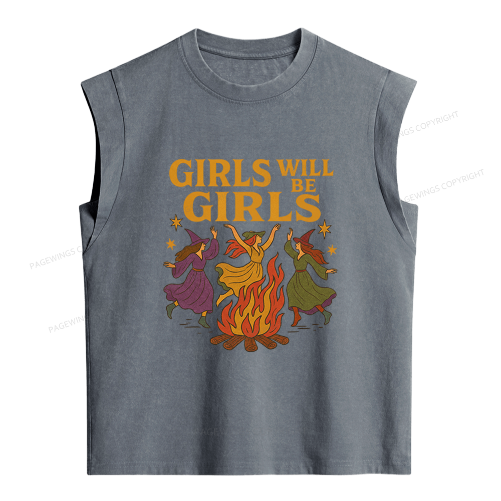 Pagewings Girls Will Be Girls Women's Washed Tank Top