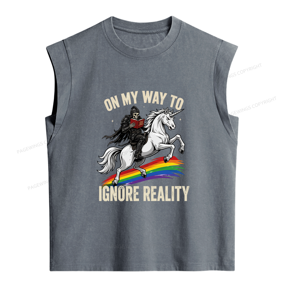 Pagewings On My Way To Ignore Reality Women's Washed Tank Top