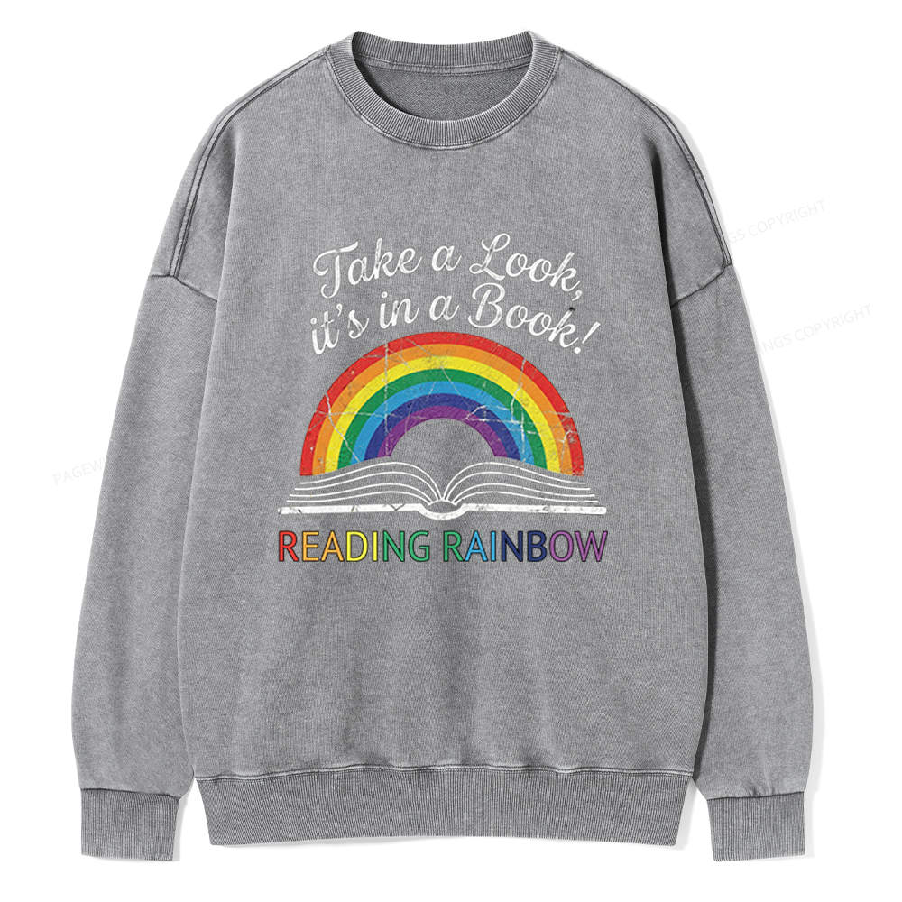 Pagewings Reading Rainbow Unisex Washed Sweatshirt