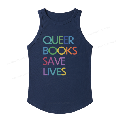 Pagewings Slim Fit Queer Books Save Lives Women's Fitted Tank Top 