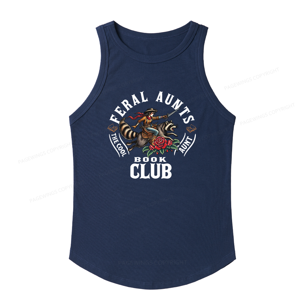Pagewings Slim Fit Feral Aunt Social Book Club Women's Fitted Tank Top 