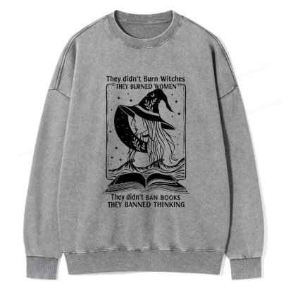 Pagewings They Banned Thinking Unisex Washed Sweatshirt