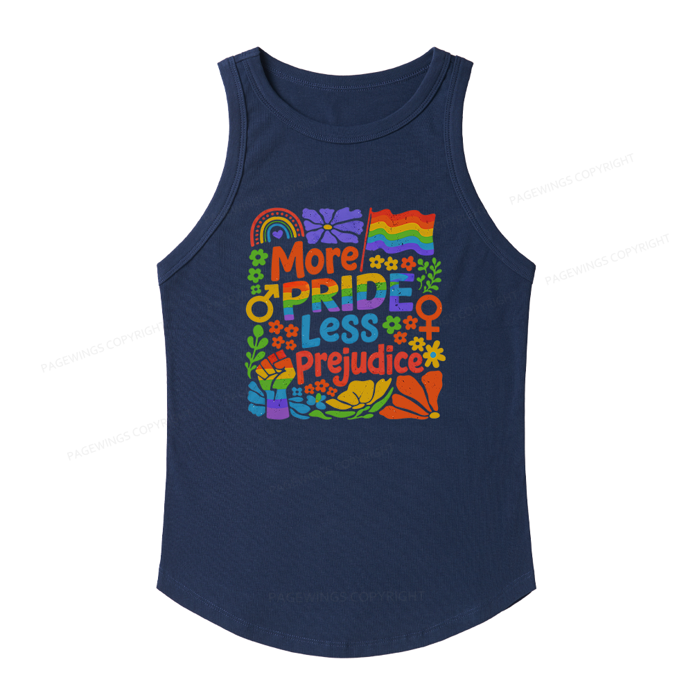 Pagewings Slim Fit More Pride Less Prejudice Women's Fitted Tank Top
