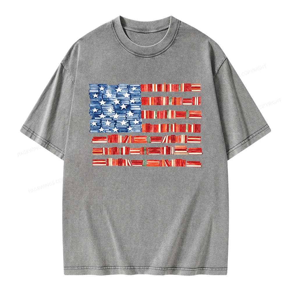 Pagewings Book Flag Unisex Washed T-shirt