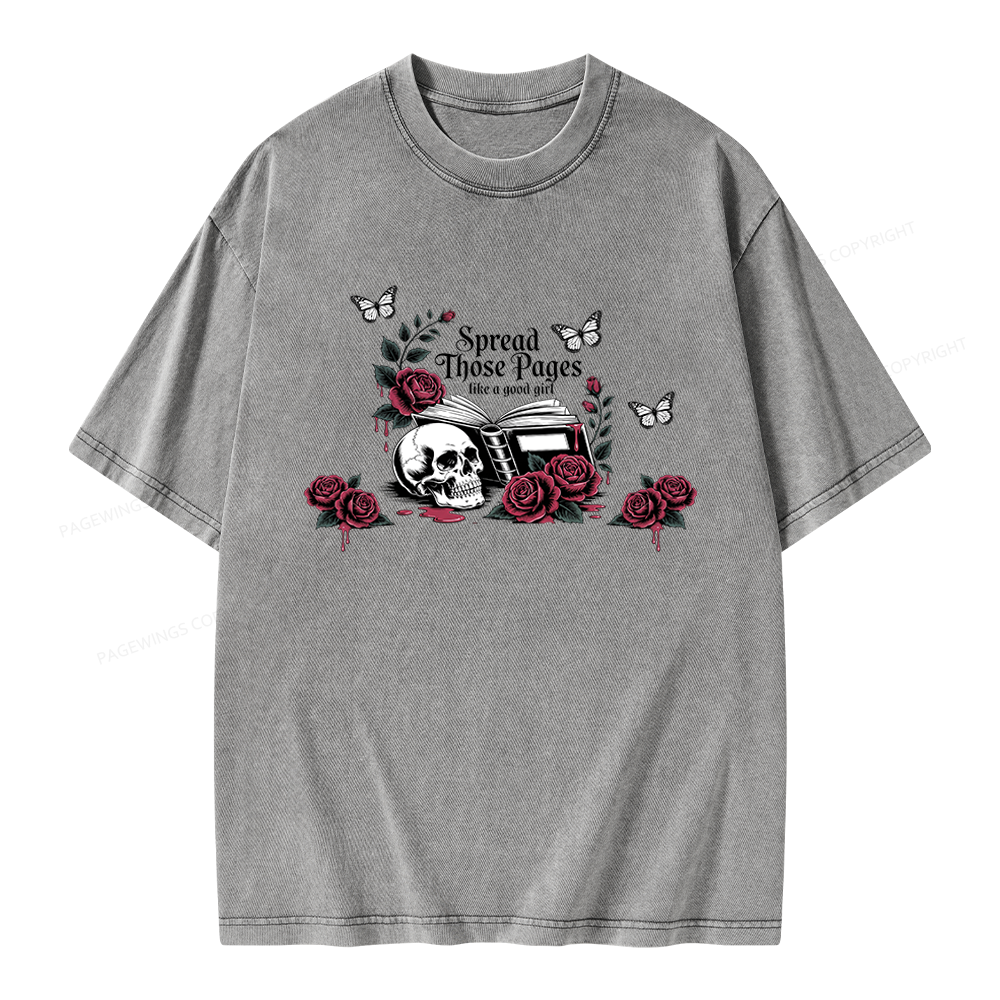 Pagewings Dark Academia Book Lover Unisex Washed T-shirt