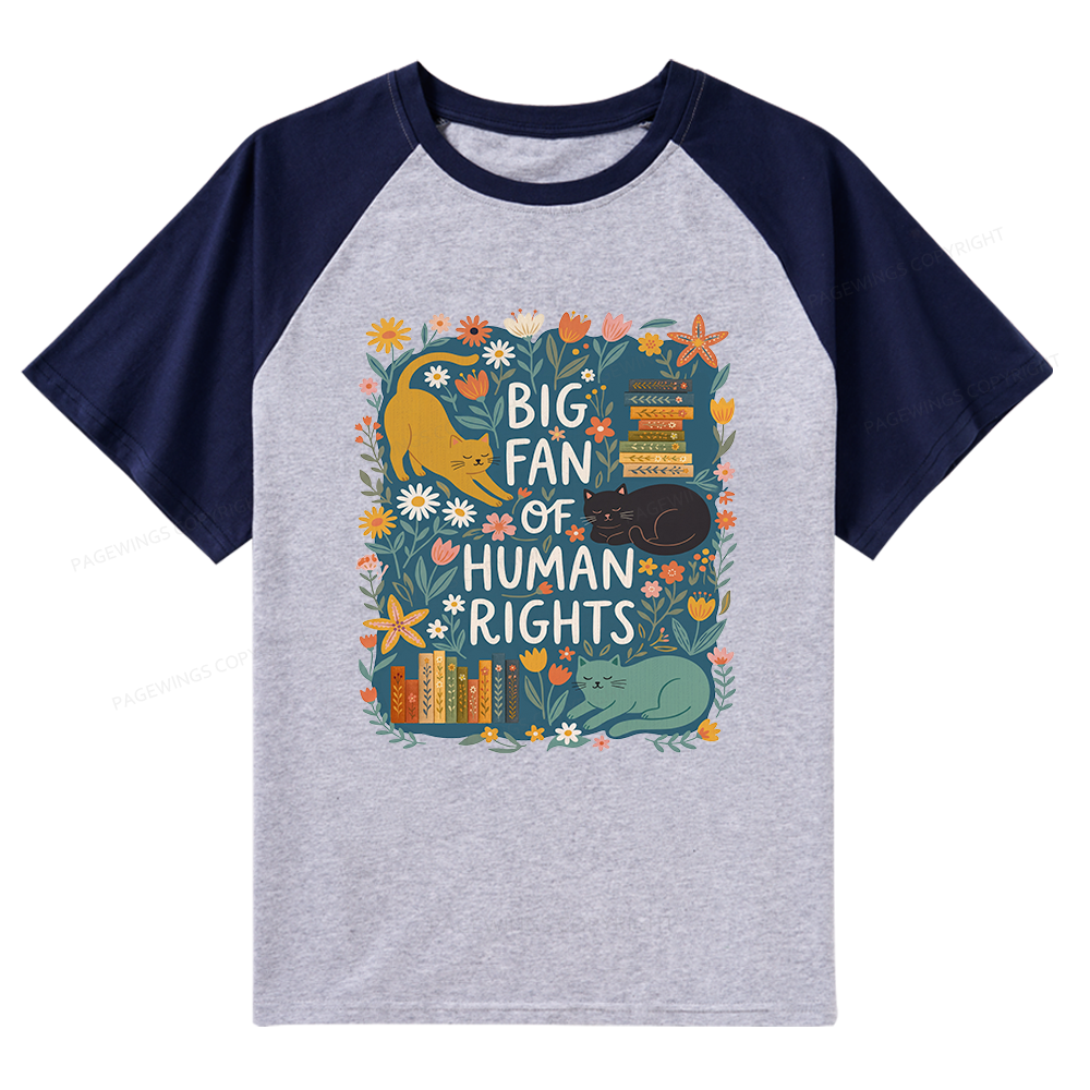 Pagewings Big Fan Of Human Rights Raglan T-shirt