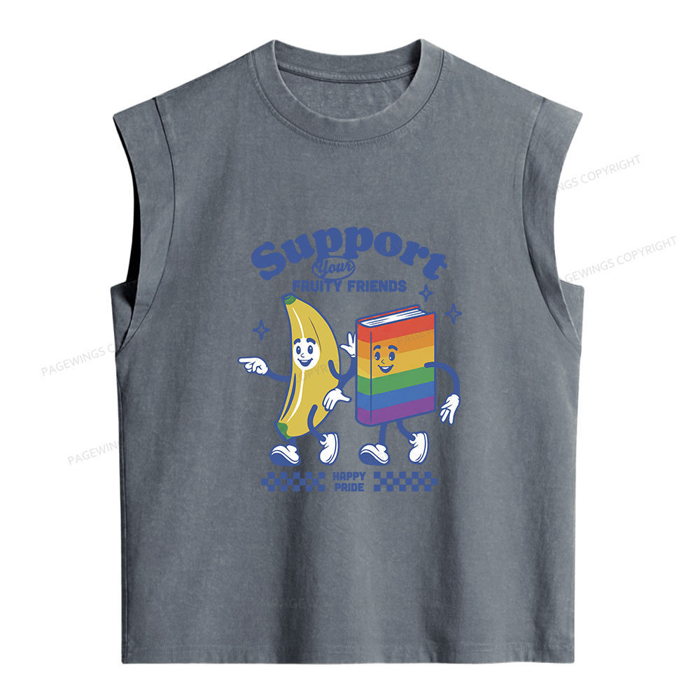 Pagewings Fruity Friends Women's Washed Tank Top
