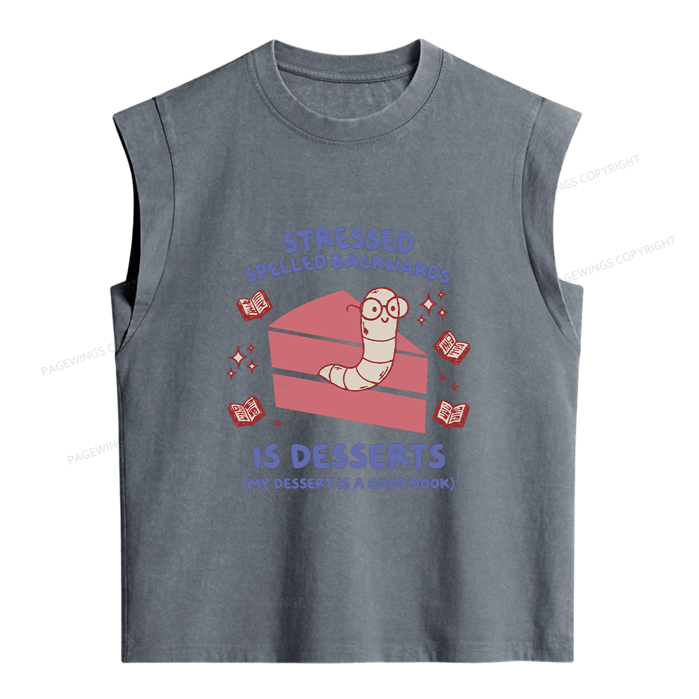 Pagewings My Dessert Is A Good Book Women's Washed Tank Top
