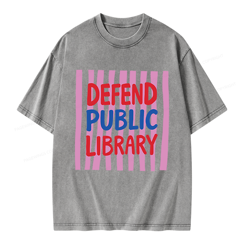 Pagewings Defend Public Library Unisex Washed T-shirt
