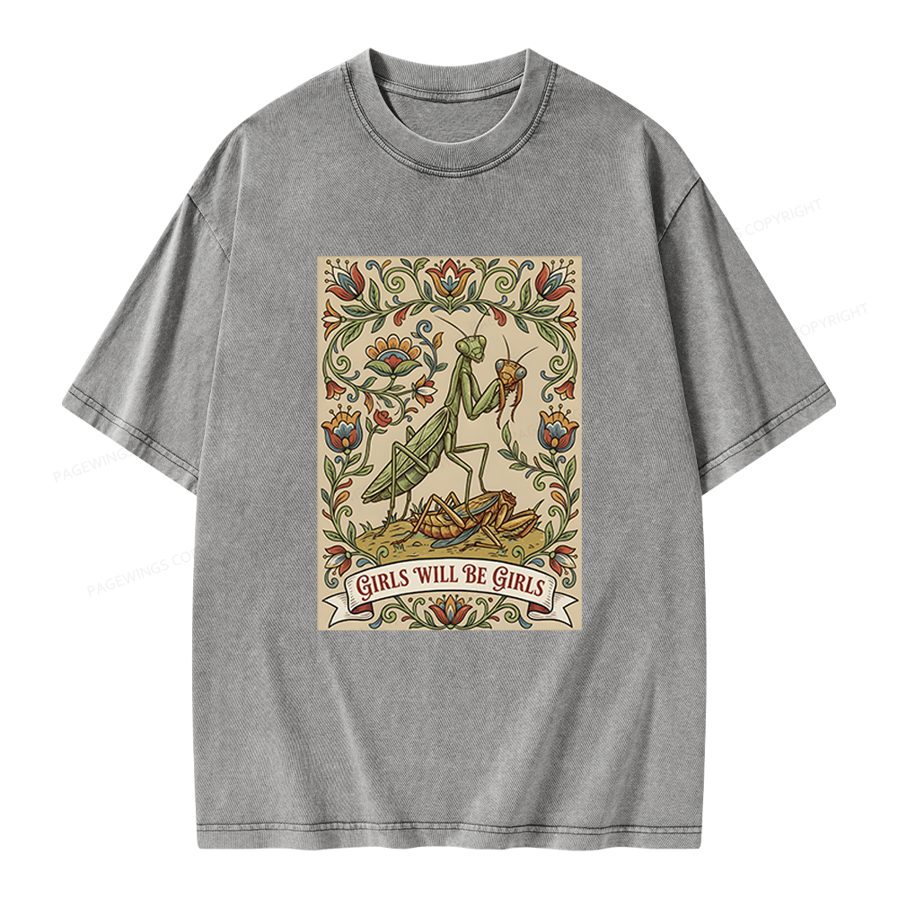 Pagewings Girls Will Be Girls Unisex Washed T-shirt