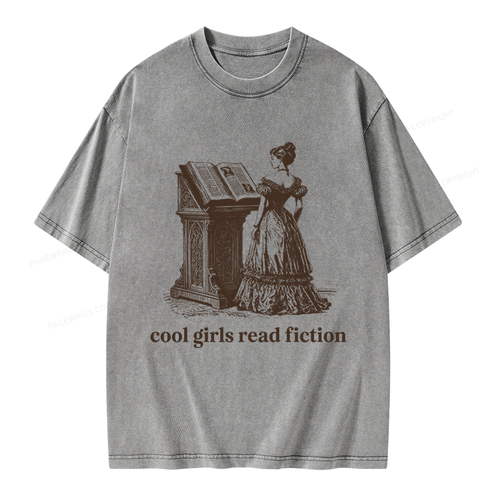 Pagewings Cool Girls Read Fiction Unisex Washed T-shirt