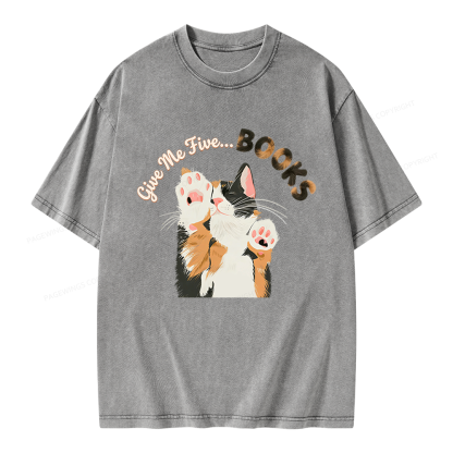 Pagewings Give Me Five Books Unisex Washed T-shirt