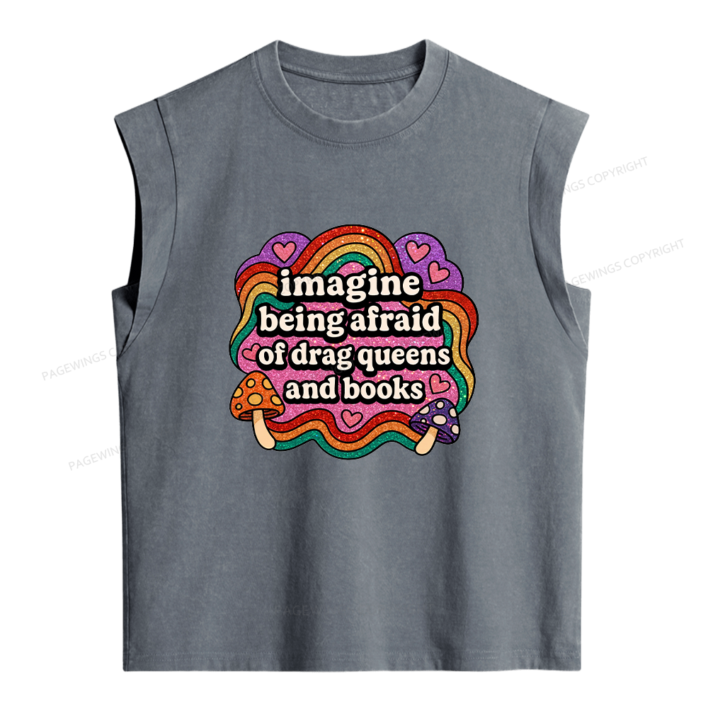 Pagewings Drag Queens And Books Women's Washed Tank Top