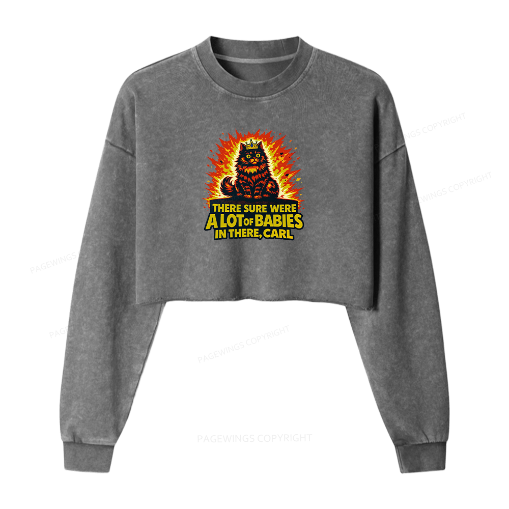 Pagewings A Lot Of Babies In There Washed Crop Sweatshirt