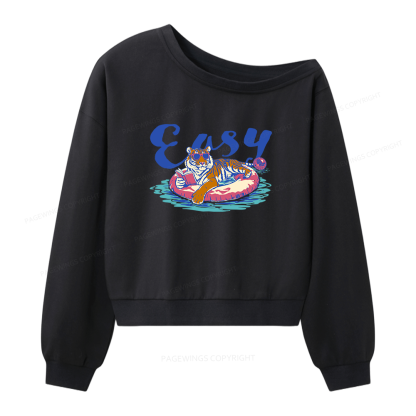Pagewings Summer Reading Women Off Shoulder Sweatshirt