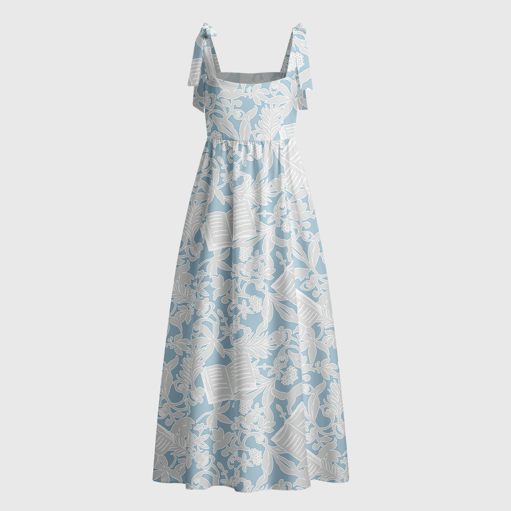 Pagewings Floral Open Book Tie Shoulder Maxi Dress