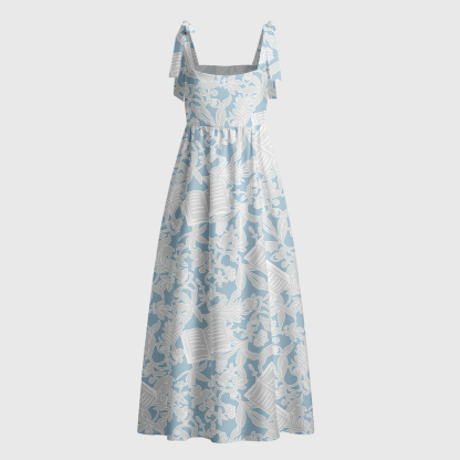 Pagewings Floral Open Book Tie Shoulder Maxi Dress