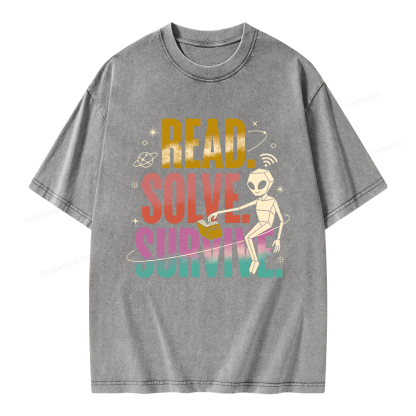 Pagewings Read Solve Survive Unisex Washed T-shirt