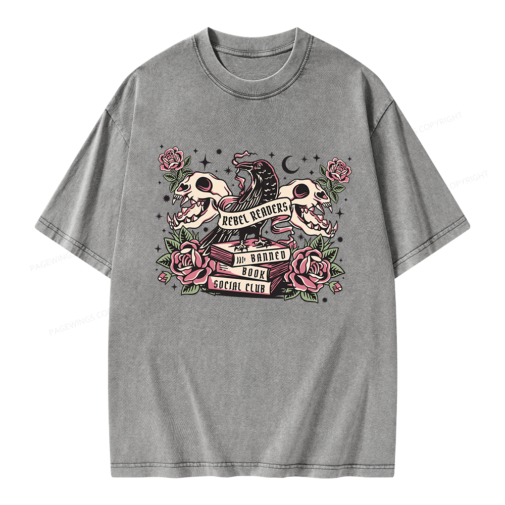 Pagewings Rebel Readers Banned Book Social Club Unisex Washed T-shirt