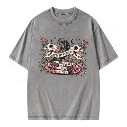 Pagewings Rebel Readers Banned Book Social Club Unisex Washed T-shirt