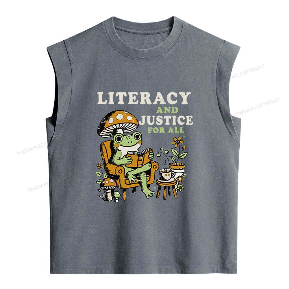 Pagewings Literacy And Justice For All Women's Washed Tank Top