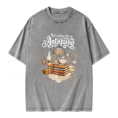 Pagewings I’d Rather Be Antiquing Unisex Washed T-shirt