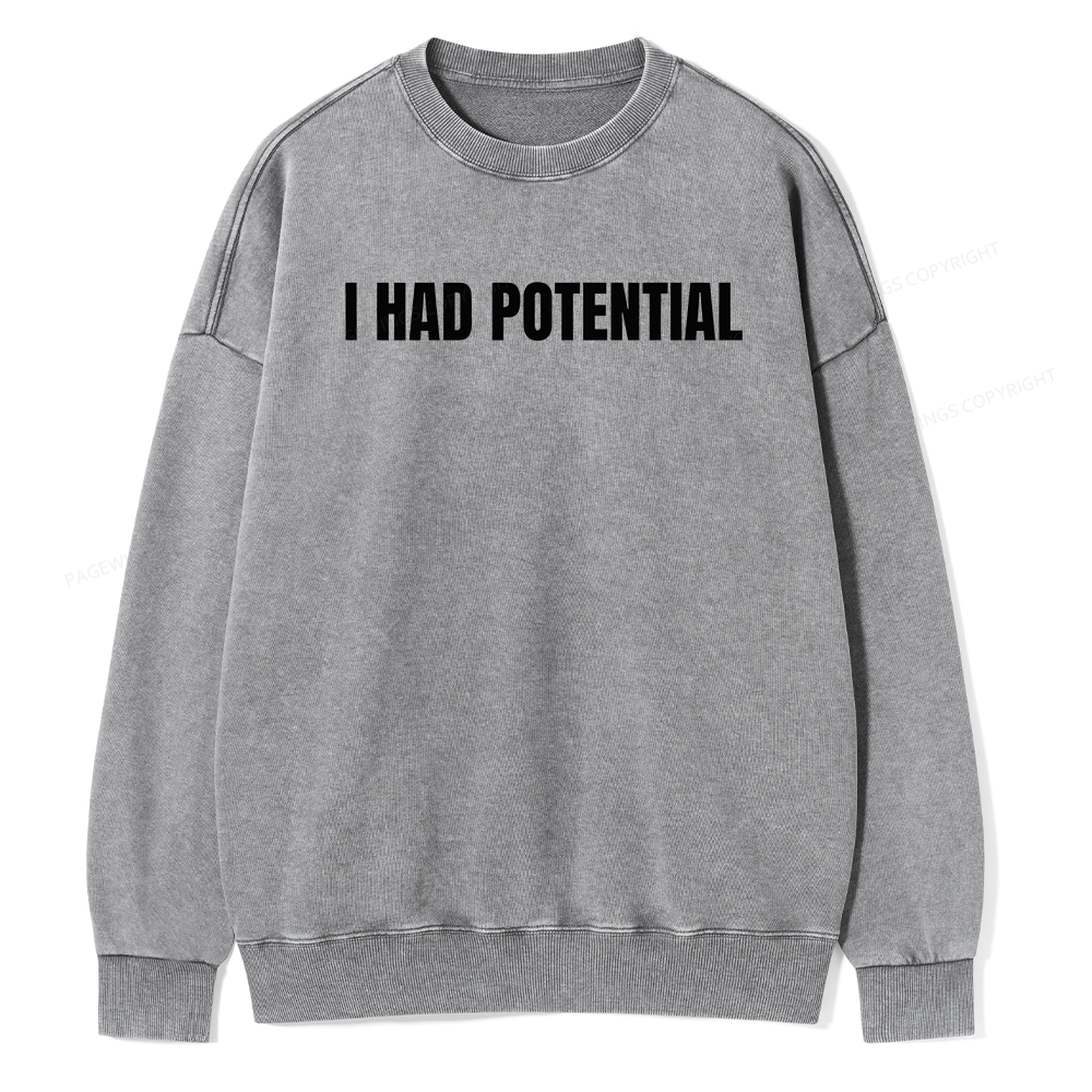 Pagewings I Had Potential Unisex Washed Sweatshirt