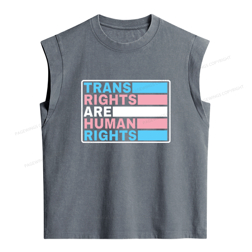 Pagewings Trans Rights Are Human Rights Women's Washed Tank Top