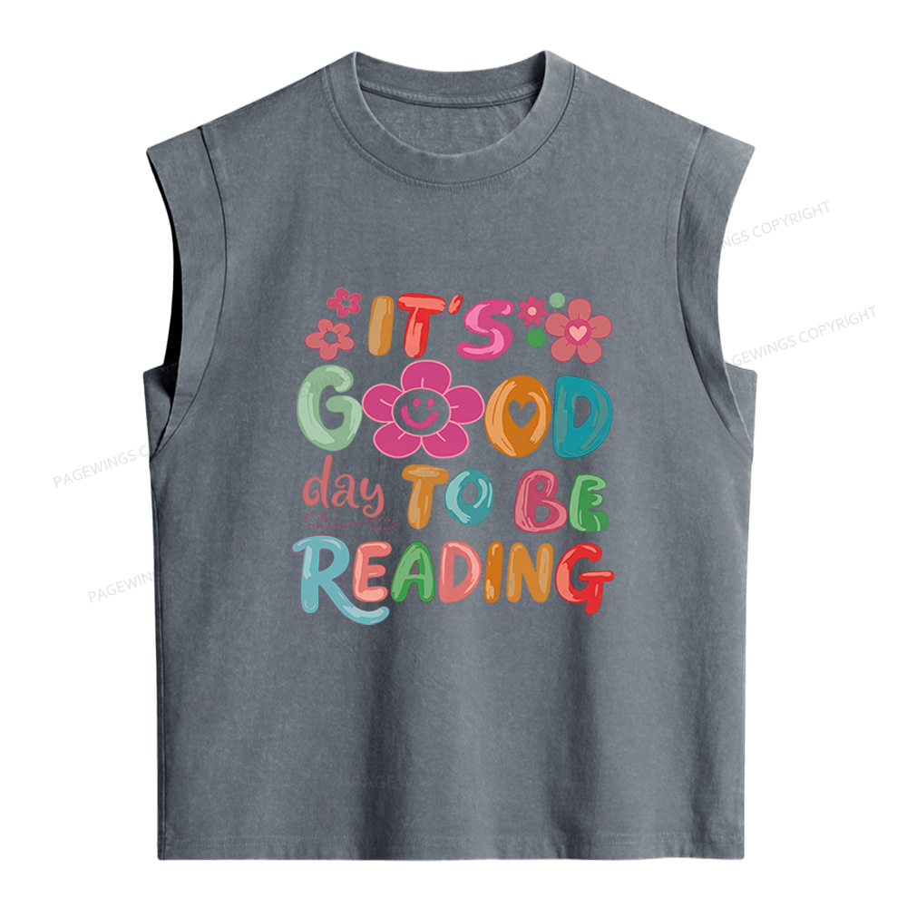 Pagewings It's a Good Day To Be Reading Women's Washed Tank Top