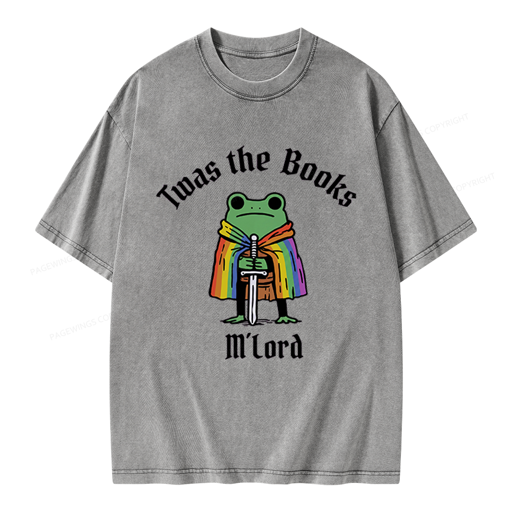 Pagewings Twas The Books Funny Unisex Washed T-shirt