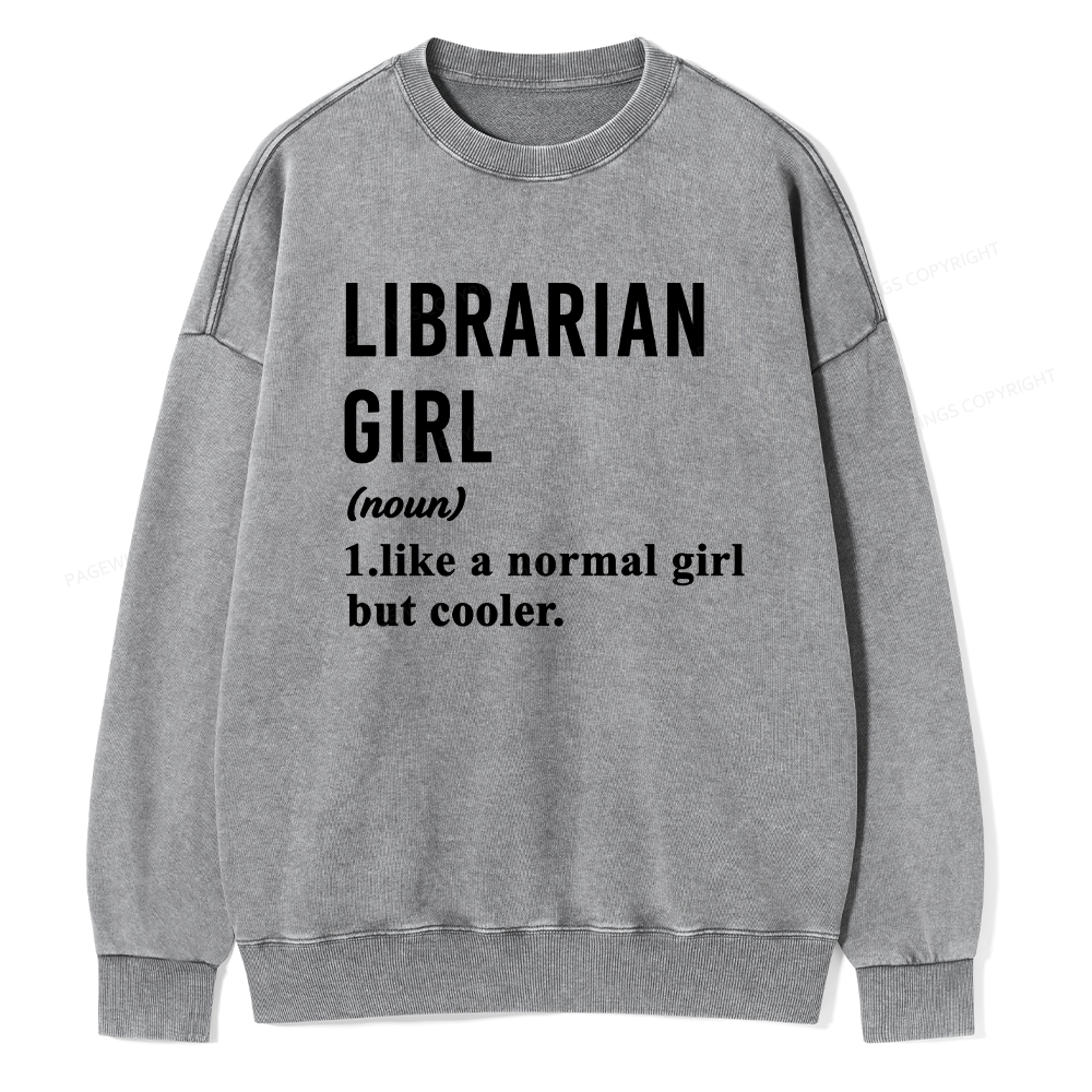 Pagewings Librarian Girl Unisex Washed Sweatshirt