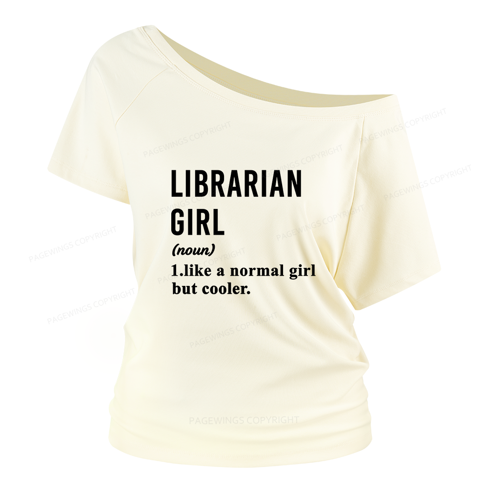 Pagewings Librarian Girl Women Off Shoulder T-shirts