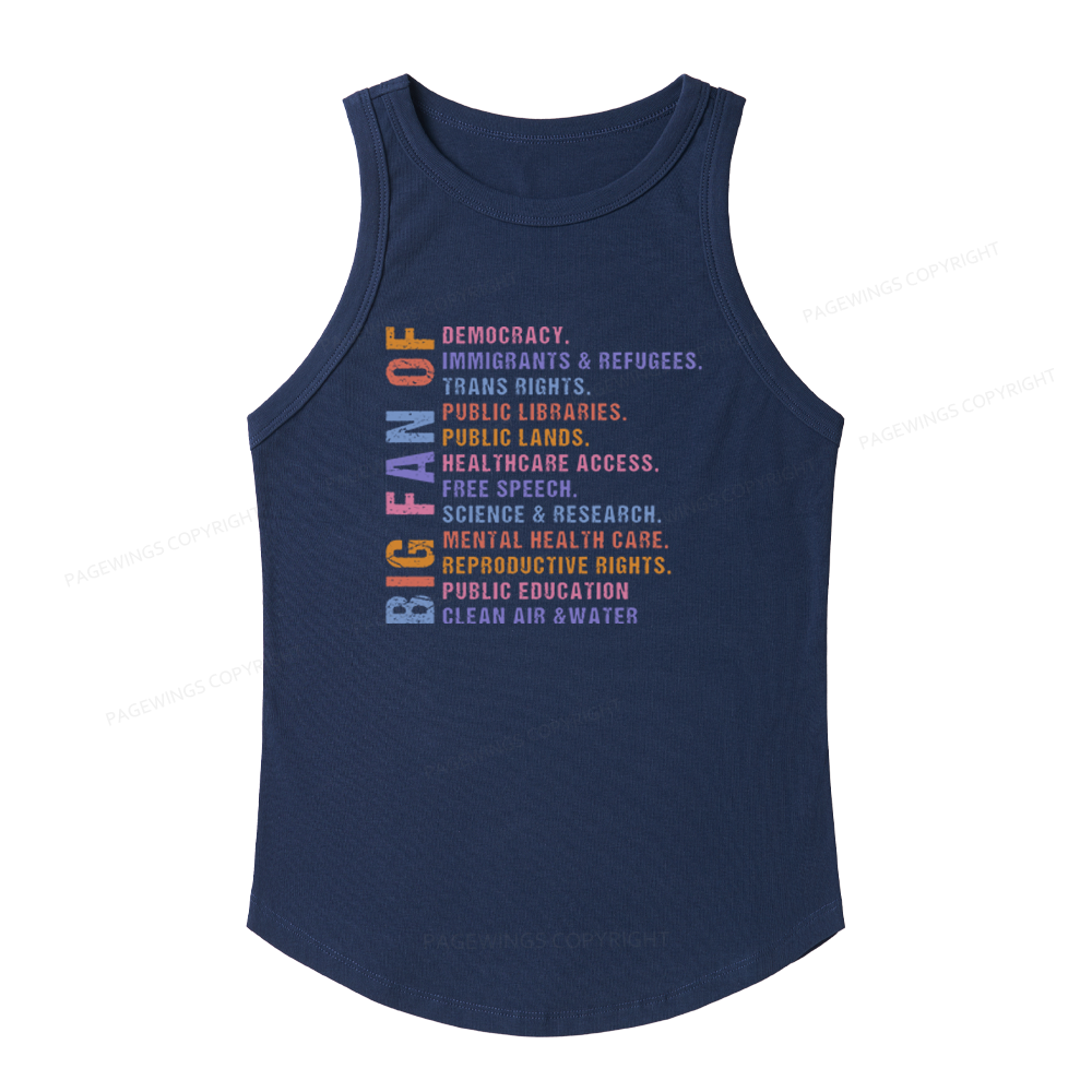 Pagewings Slim Fit Big Fan of Human Rights Women's Fitted Tank Top