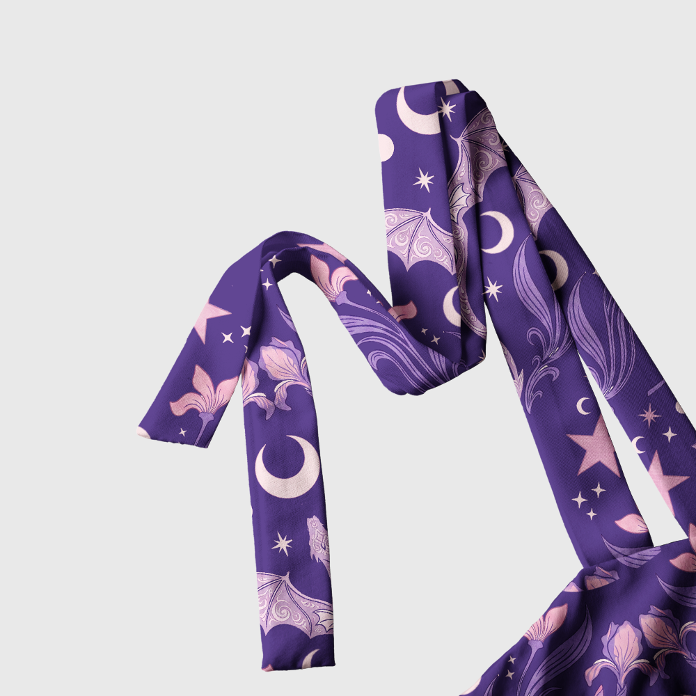 Pagewings Fantasy Night Dragon Tie Shoulder Maxi Dress