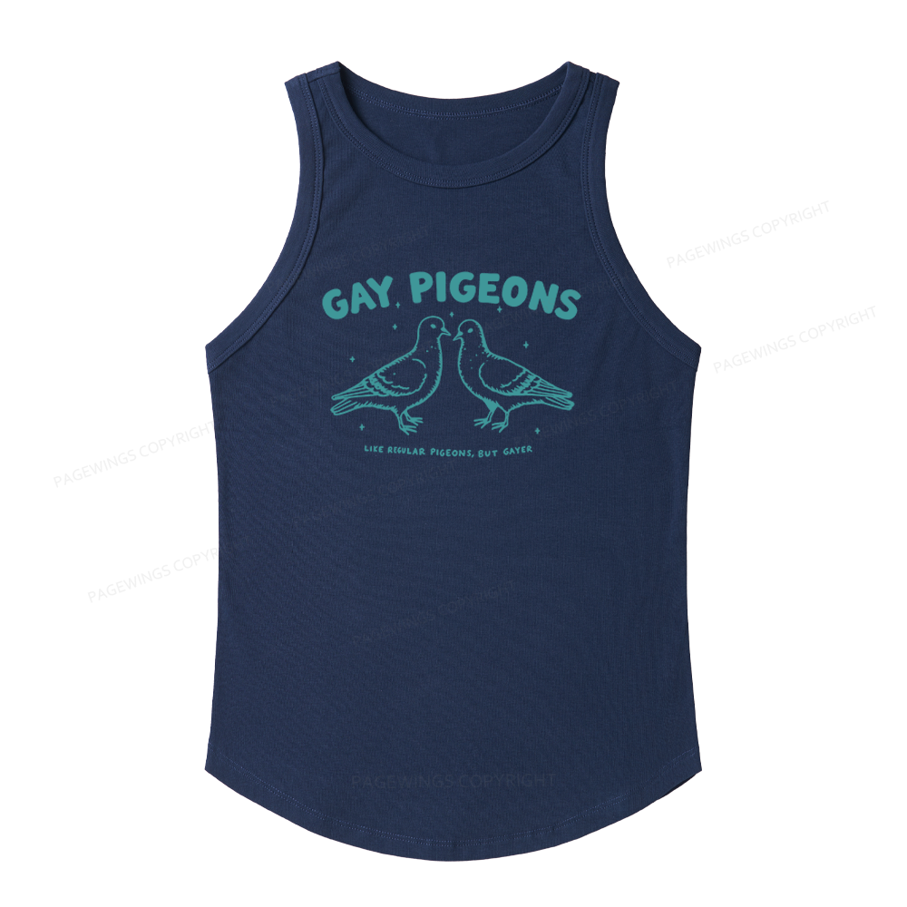 Pagewings Slim Fit Pagewings Gay Pigeons Women's Fitted Tank Top