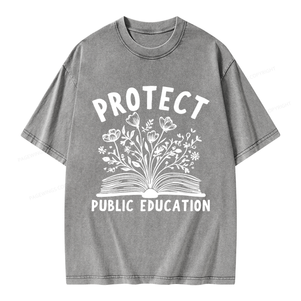 Pagewings Protect Public Education Unisex Washed T-shirt