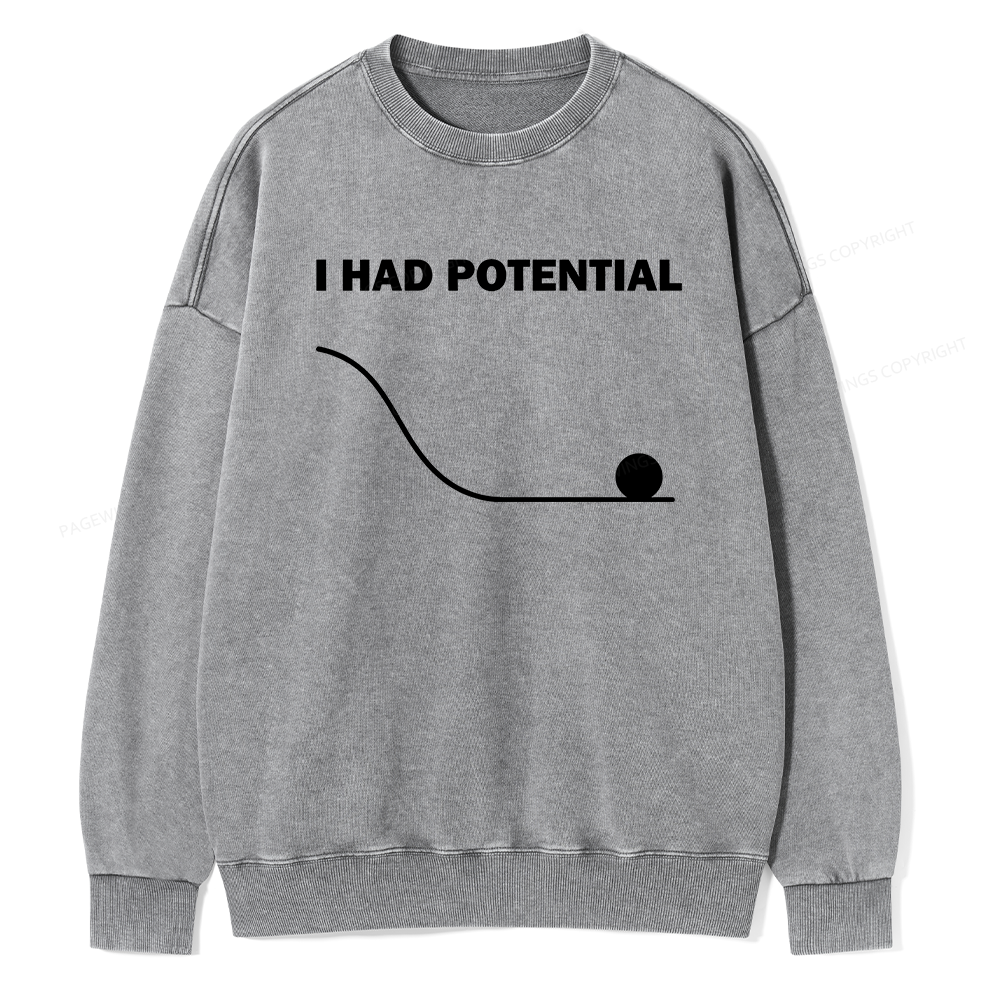 Pagewings I Had Potential Unisex Washed Sweatshirt