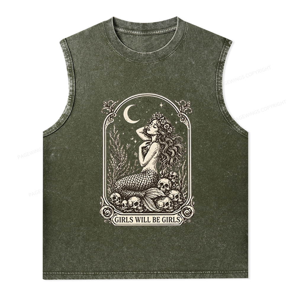 Pagewings Girls Will Be Girls Unisex Washed Tank Top