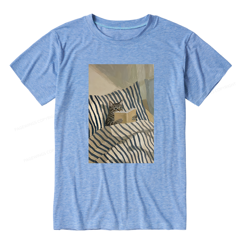 Pagewings Soft Cat Reading Book Unisex Heather T-Shirt