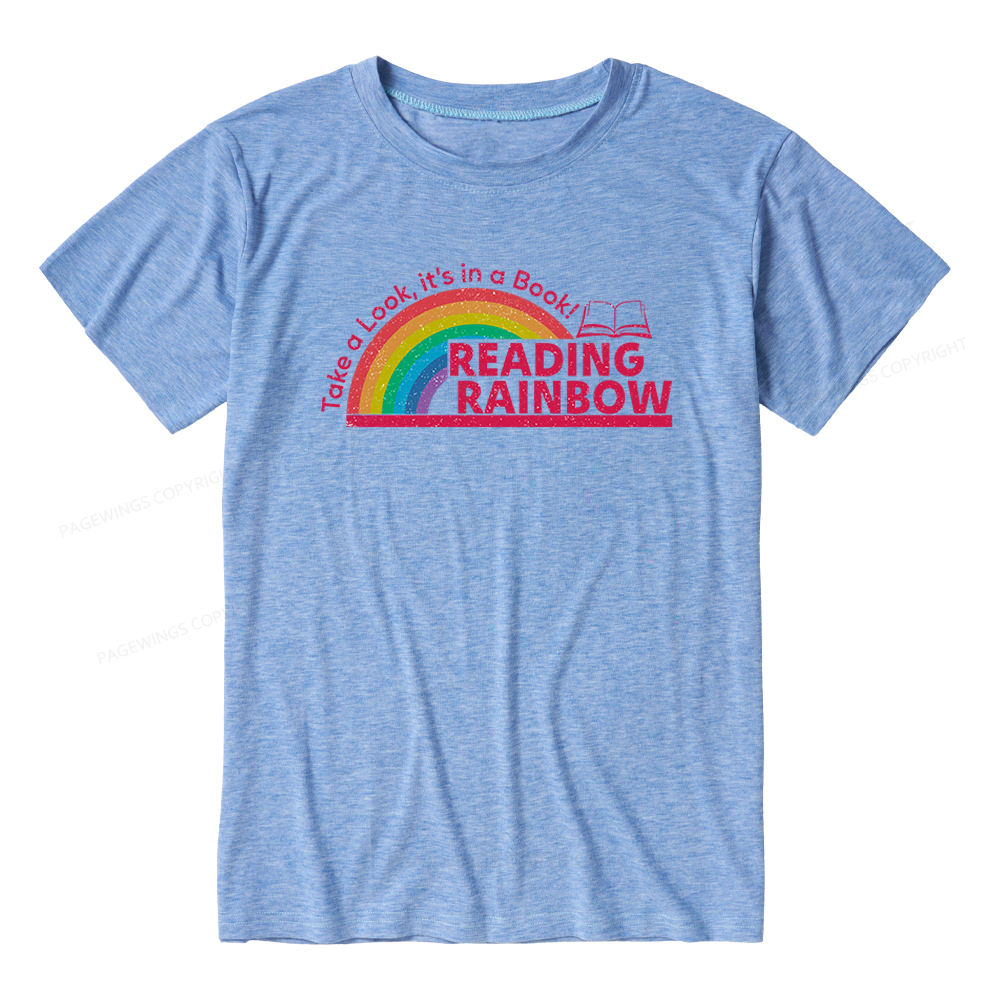 Pagewings Soft Reading With Rainbow Unisex Heather T-Shirt