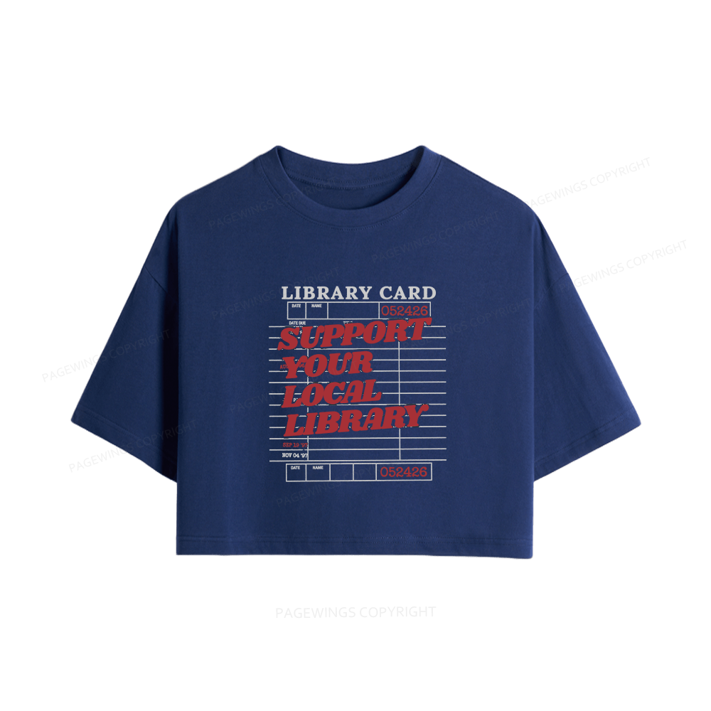 Pagewings Support your Local Library Women Crop Tops