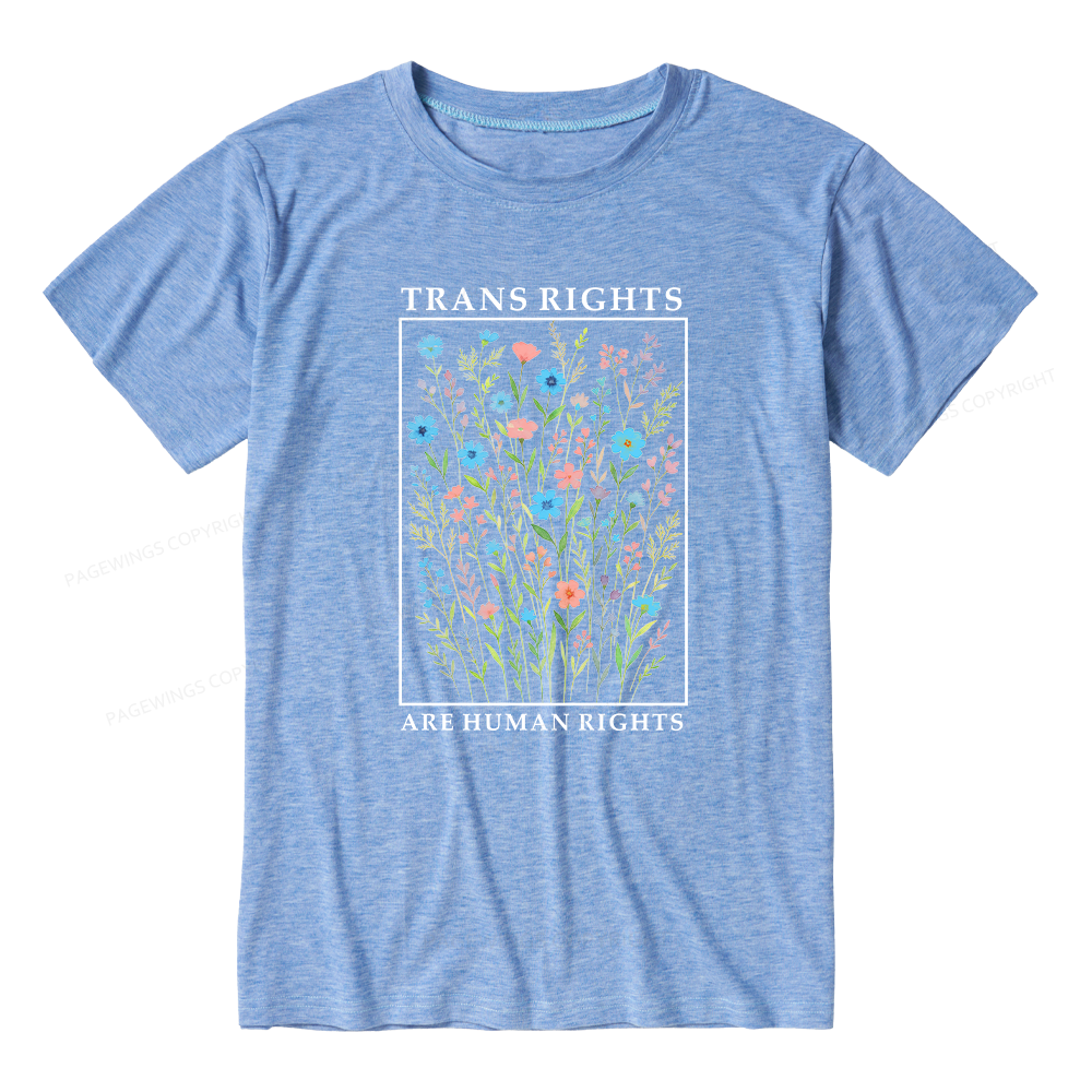 Pagewings Soft Trans Rights Are Human Rights Unisex Heather T-Shirt